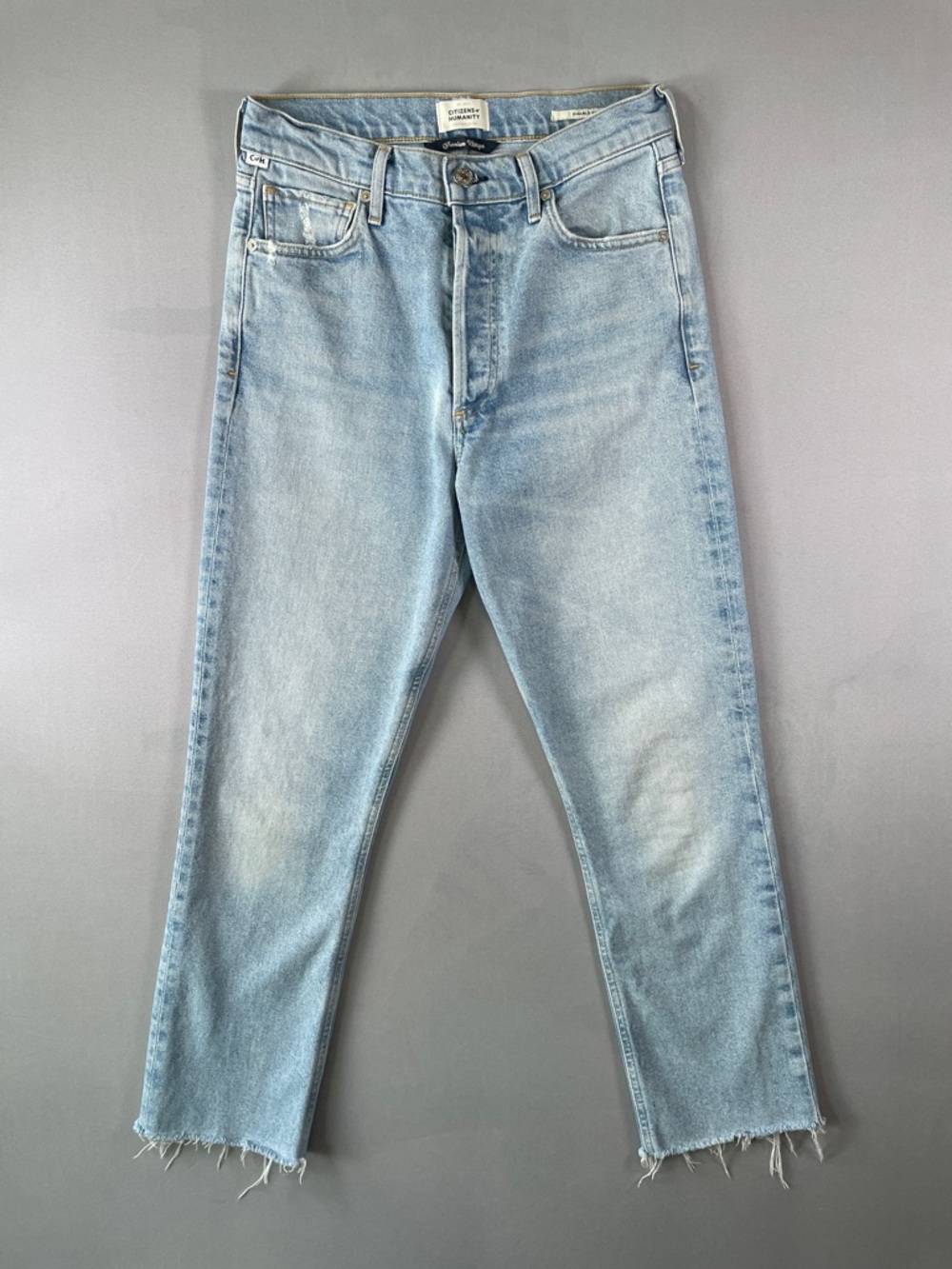 Citizens Of Humanity Charlotte Crop High Rise Button Fly Raw Hem Jeans Size 26